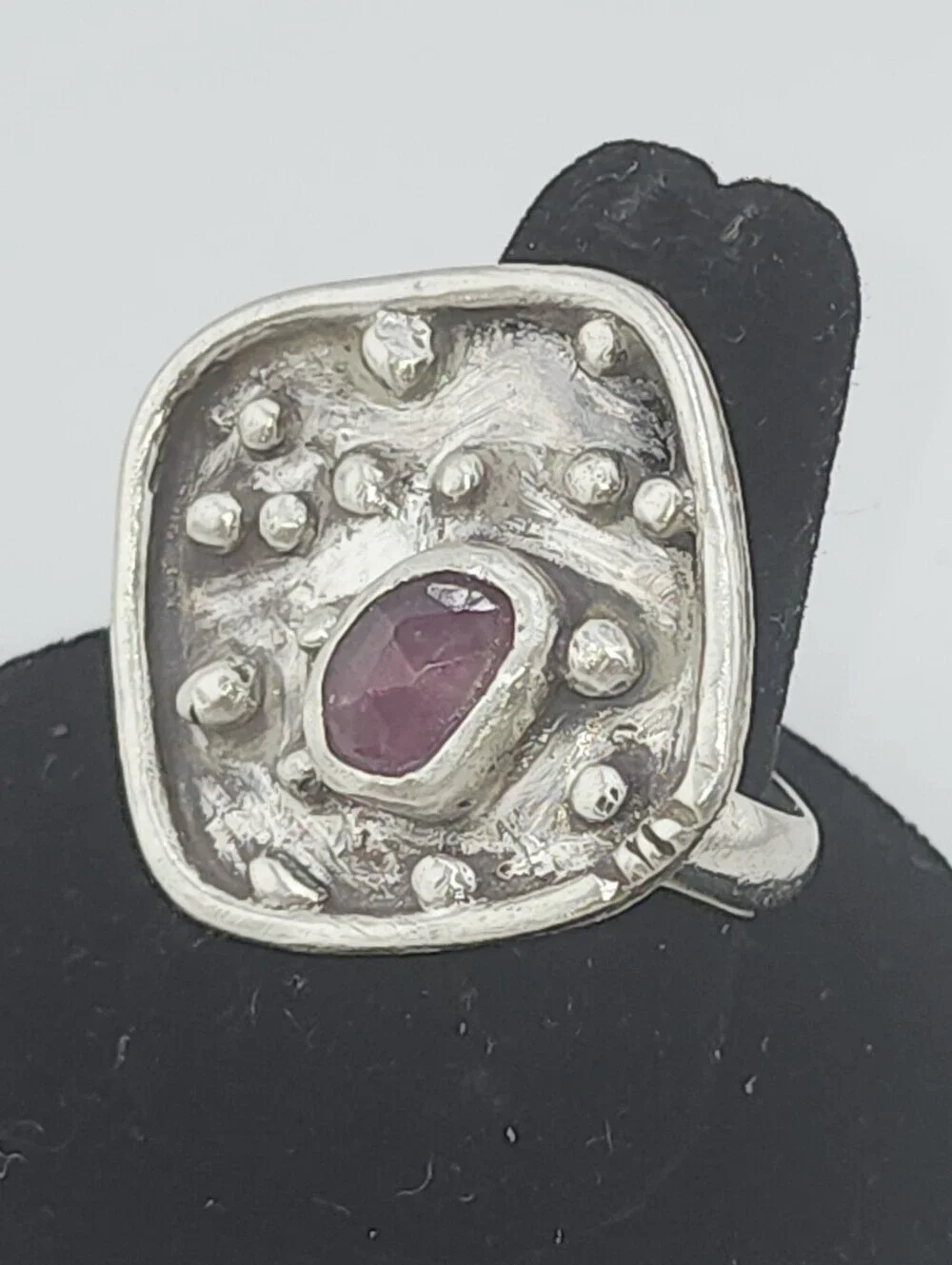 PUNK SAPPHIRE RUNG HANDMADE IN STERLING SILVER WOMENS SIZE 8.5